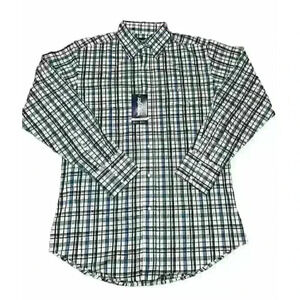 Wrangler Men's Blue Plaid Long Sleeve Pearl Snap Button Up Shirt NWT Size Medium